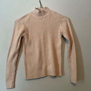 100% Cotton Croft & Barrow Beige Ribbed Turtleneck Sweater